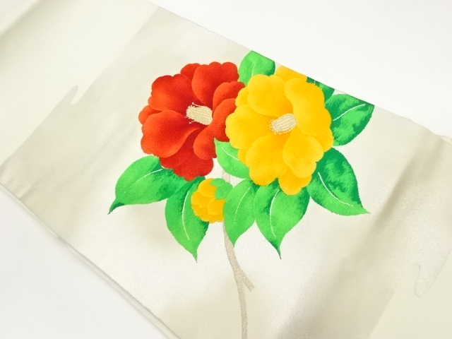 椿模様織出し名古屋帯